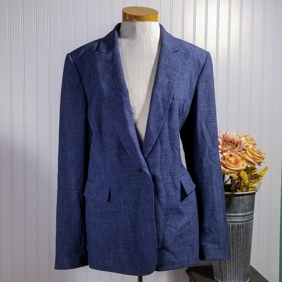 | alex marie | woven blue 1-button blazer - Picture 1 of 6